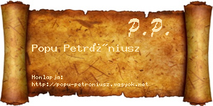 Popu Petróniusz névjegykártya